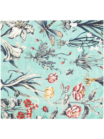 Shop F.r.s For Restless Sleepers Graphic-print Silk Scarf In Blau