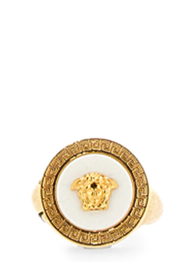Shop Versace Medusa Logo Detailed Ring In Gold