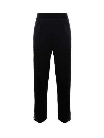 Shop Versace Logo Embroidered Straight Leg Track Pants In Black