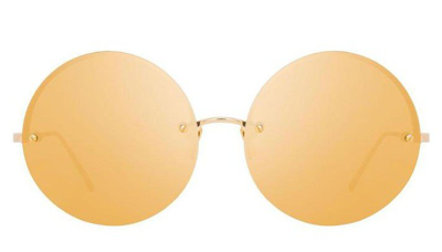 Shop Linda Farrow Round Frame Sunglasses In Gold