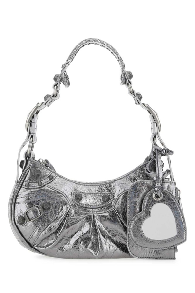 Shop Balenciaga Le Cagole Xs Shoulder Bag In Silver