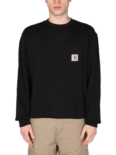 Shop Carhartt Wip Logo Patch Crewneck Sweatshirt In Black