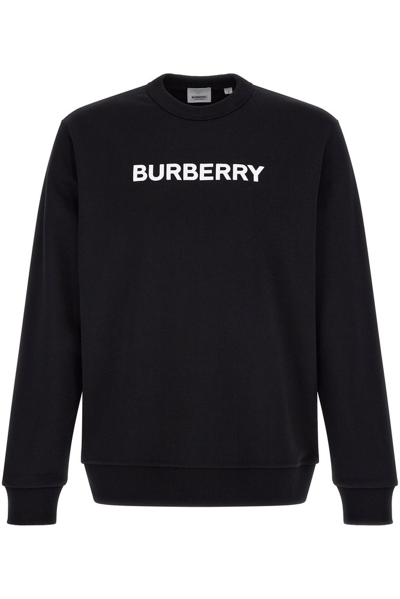 Shop Burberry Logo Print Crewneck Sweatshirt In Black