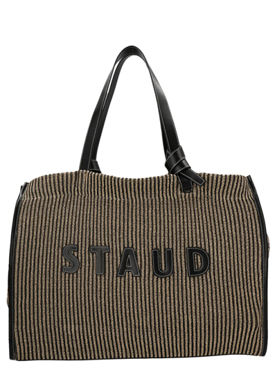 Shop Staud Cleo Logo Striped Tote Bag In Multi