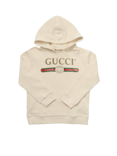 Shop Gucci Kids Logo Printed Long In Beige