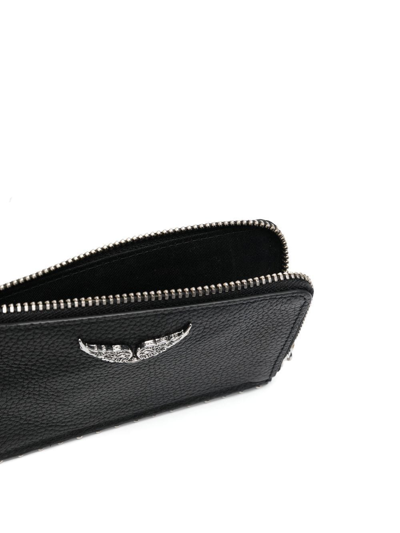 Zadig & Voltaire Wing-plaque Compact Wallet In Black