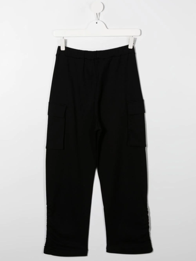 Shop Marni Logo-embroidered Cargo Trousers In Black