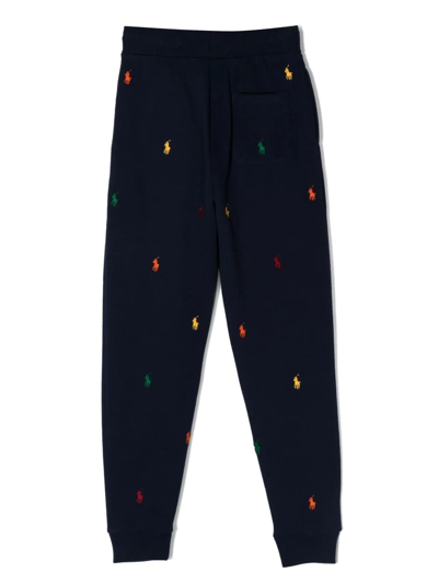 Shop Ralph Lauren Embroidered Logo Track Pants In Blue