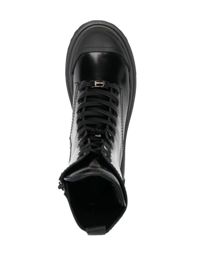 Shop Hogan Lace-up Combat Boots In Black