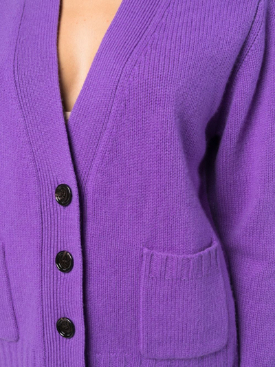Shop Allude Long-sleeve Wool Knit Cardigan In Purple