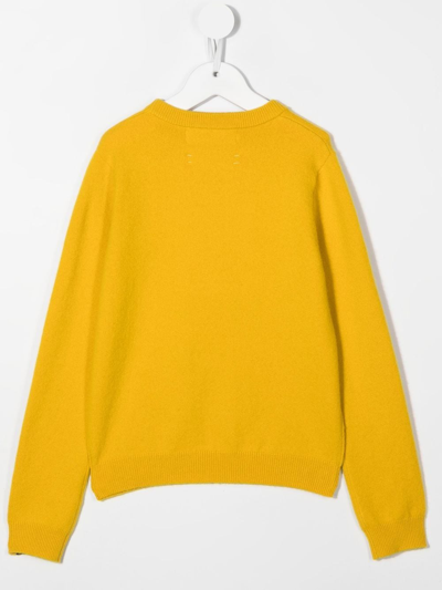 Shop Extreme Cashmere Ribbed-knit Long-sleeved Jumper In Yellow