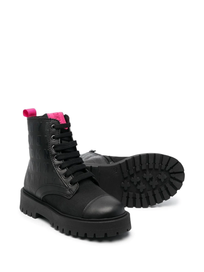 Shop Dkny Lace-up Ankle Boots In Black