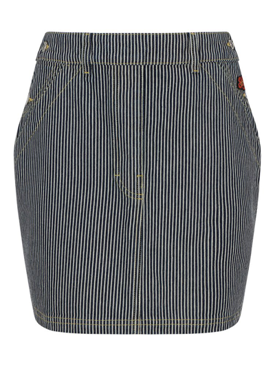 Shop Kenzo Striped Denim Skirt In Multi