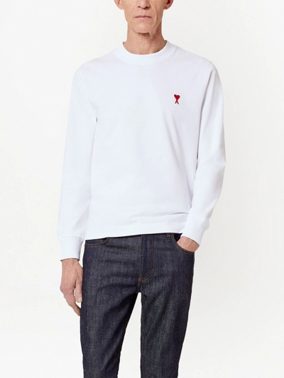 Shop Ami Alexandre Mattiussi Ami De Coeur Organic-cotton Sweatshirt In White
