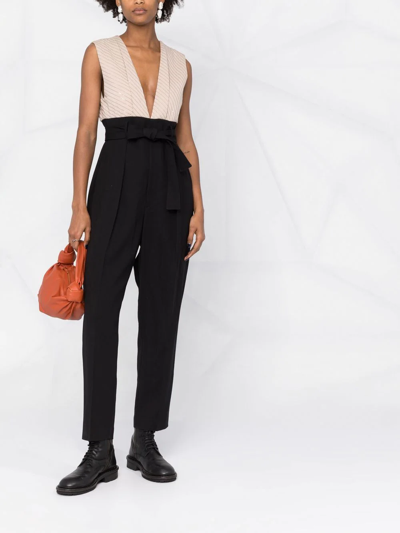 Brunello Cucinelli V-neck Belted Jumpsuit In Black
