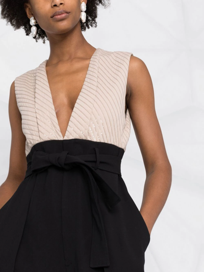 Brunello Cucinelli V-neck Belted Jumpsuit In Black