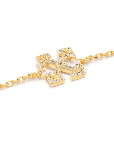 Shop Off-white Arrows-motif Crystal-embellished Bracelet In Gold