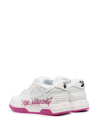 Shop Off-white Slogan-print Lace-up Sneakers In White