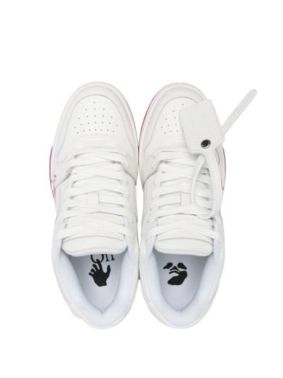Shop Off-white Slogan-print Lace-up Sneakers In White