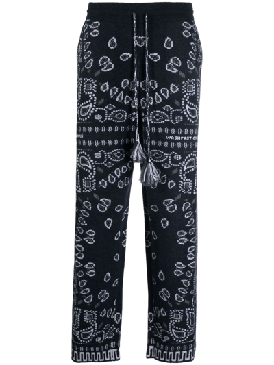 Shop Alanui Bandana-pattern Jacquard Track Pants In Blau