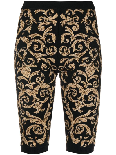 Shop Moschino Baroque Jacquard Knitted Shorts In Schwarz