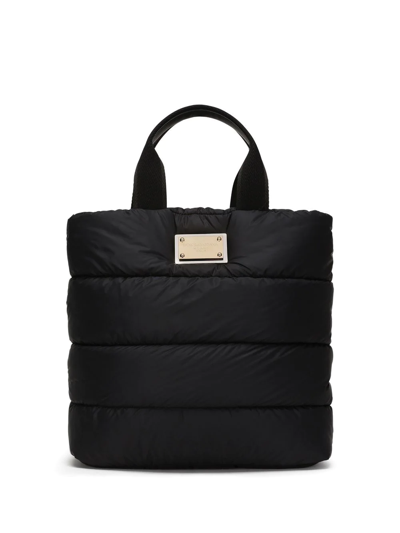 Shop Dolce & Gabbana Padded Shopping Tote Bag In Black