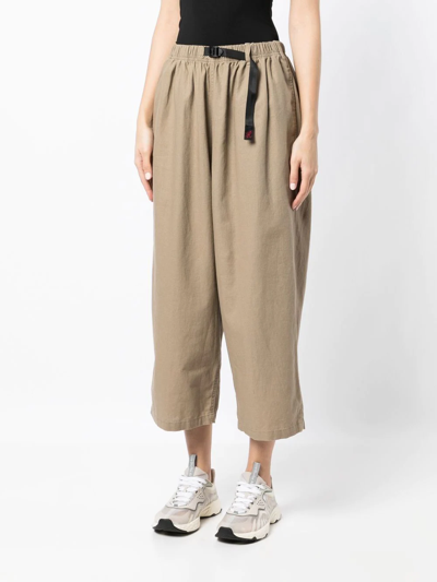 Shop Gramicci Cropped Straight-leg Trousers In Brown