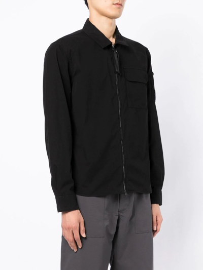 C.p. Company C.p.company Organic Gabardine Zipped Utility Overshi In Black