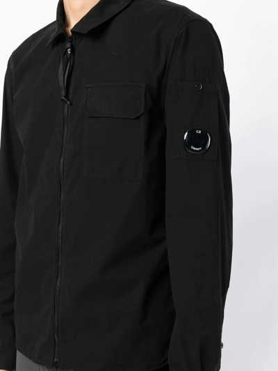 Shop C.p. Company Lens-detail Zip-fastening Shirt Jacket In Black