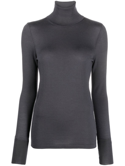 Shop Lemaire Fine-knit Roll-neck Jumper In Grey