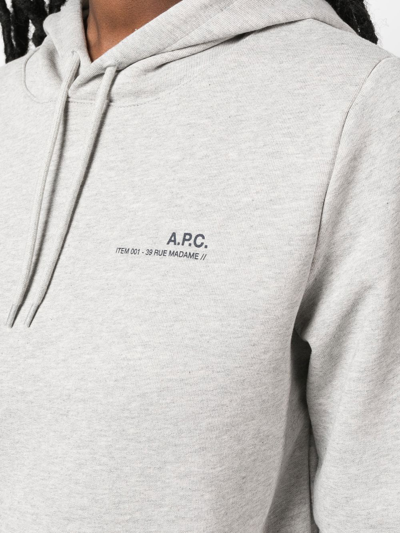 Shop Apc Logo-print Cotton Hoodie In Grau