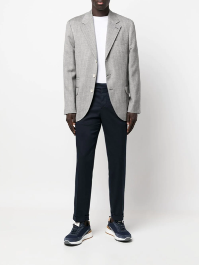 Shop Brunello Cucinelli Herringbone Wool Blazer In Grau