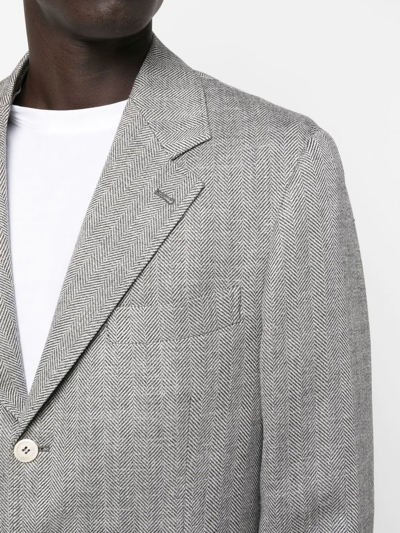 Shop Brunello Cucinelli Herringbone Wool Blazer In Grau