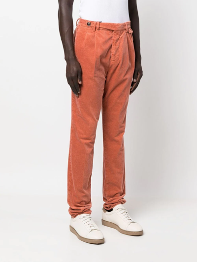 Brunello Cucinelli Men's Straight-leg Corduroy Pants In Orange
