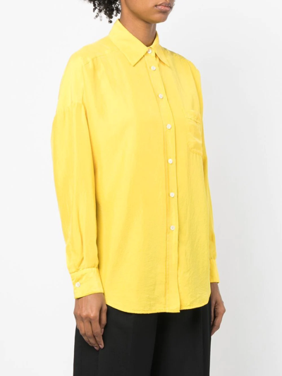 Shop Alberto Biani Silk Long-sleeve Shirt In Gelb
