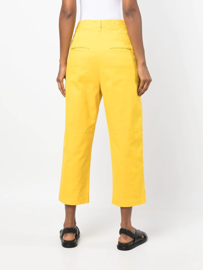 Shop Alberto Biani Wide-leg Cropped Trousers In Gelb