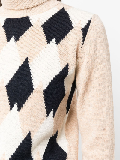 Shop Apc Diamond Pattern Knit Jumper In Nude