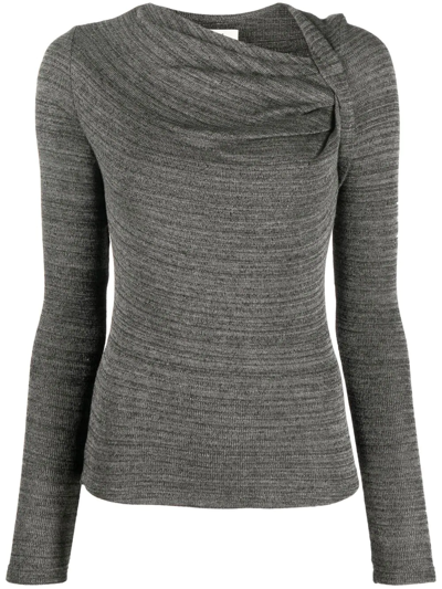 Isabel Marant Étoile Ruched-neck Knitted Top In Grau