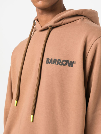 Shop Barrow Logo-print Long-sleeve Hoodie In Braun