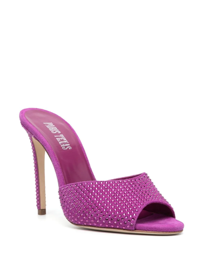 Shop Paris Texas 115mm Crystal-embellished Suede Mules In Rosa