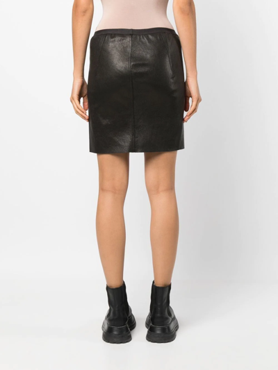 Shop Rick Owens Side-slit Leather Miniskirt In Schwarz