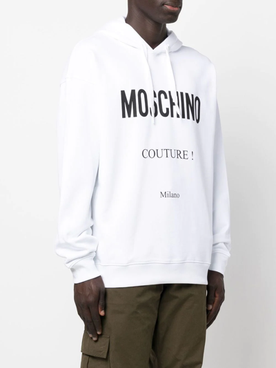 Moschino Logo-print Cotton Hoodie In White