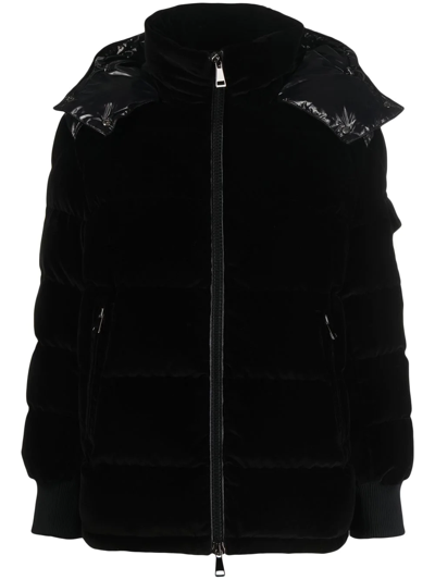 Moncler Labas Velvet Puffer Jacket In Schwarz ModeSens