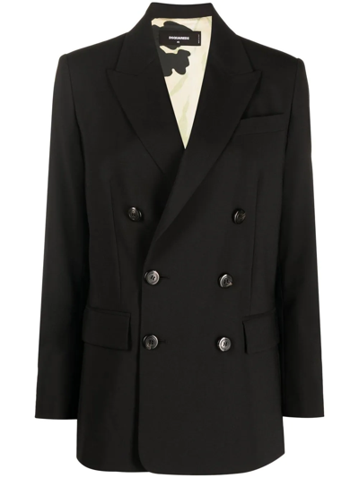 Shop Dsquared2 Double-breasted Virgin-wool Blazer In Black