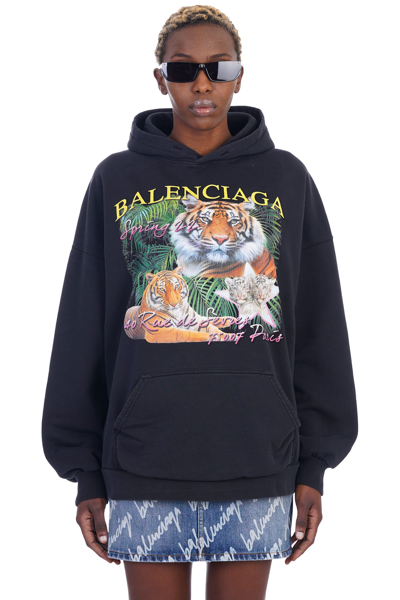 Balenciaga Reversible Hooded Sweatshirt In Black | ModeSens
