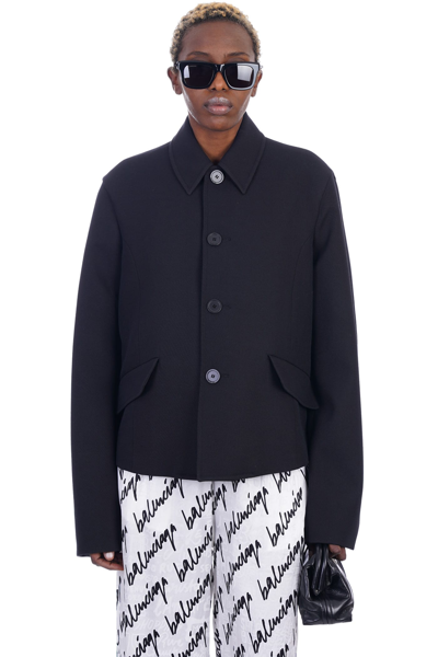Shop Balenciaga Casual Jacket In Black Wool