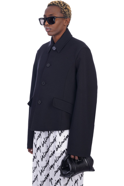 Shop Balenciaga Casual Jacket In Black Wool