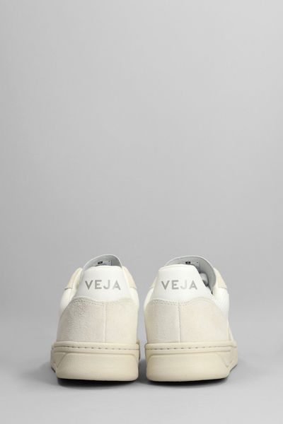 Shop Veja V-10 Sneakers In Beige Suede And Fabric
