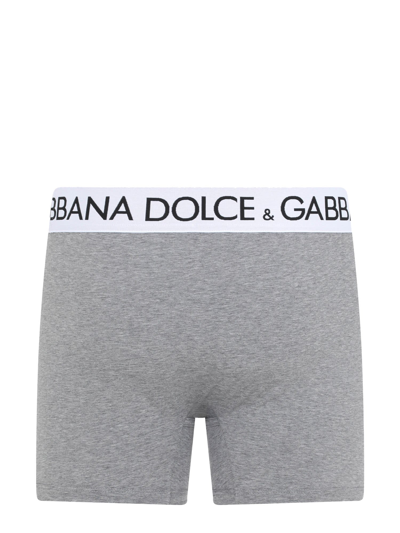 Shop Dolce & Gabbana Long Leg Boxer Shorts In Grigio
