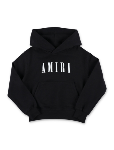 Shop Amiri Logo Hoodie In Black-cotton Terry